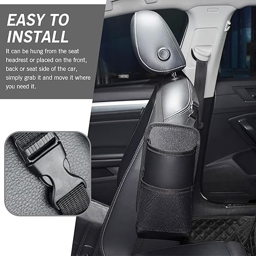 Miniatura 5 de 1 bolsa para botella de agua para automóvil, 9.8 x 5.51 pulgadas, correa ajustable, de cuero de microfibra, para colgar lateral, bolsa de taza de