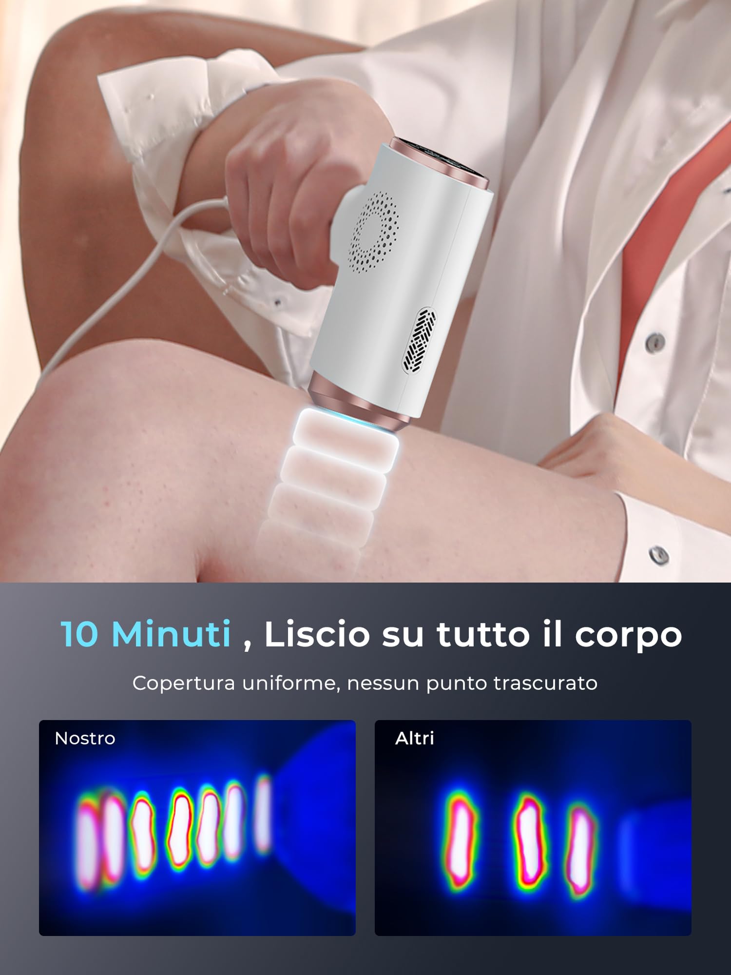 21J Epilatore Luce Pulsante con Funzione di Raffreddamento, 9 Livelli di Luce Pulsante, Epilatore Laser per Donna e Uomo, Ascelle, Braccia, Schiena, Zona Bikini
