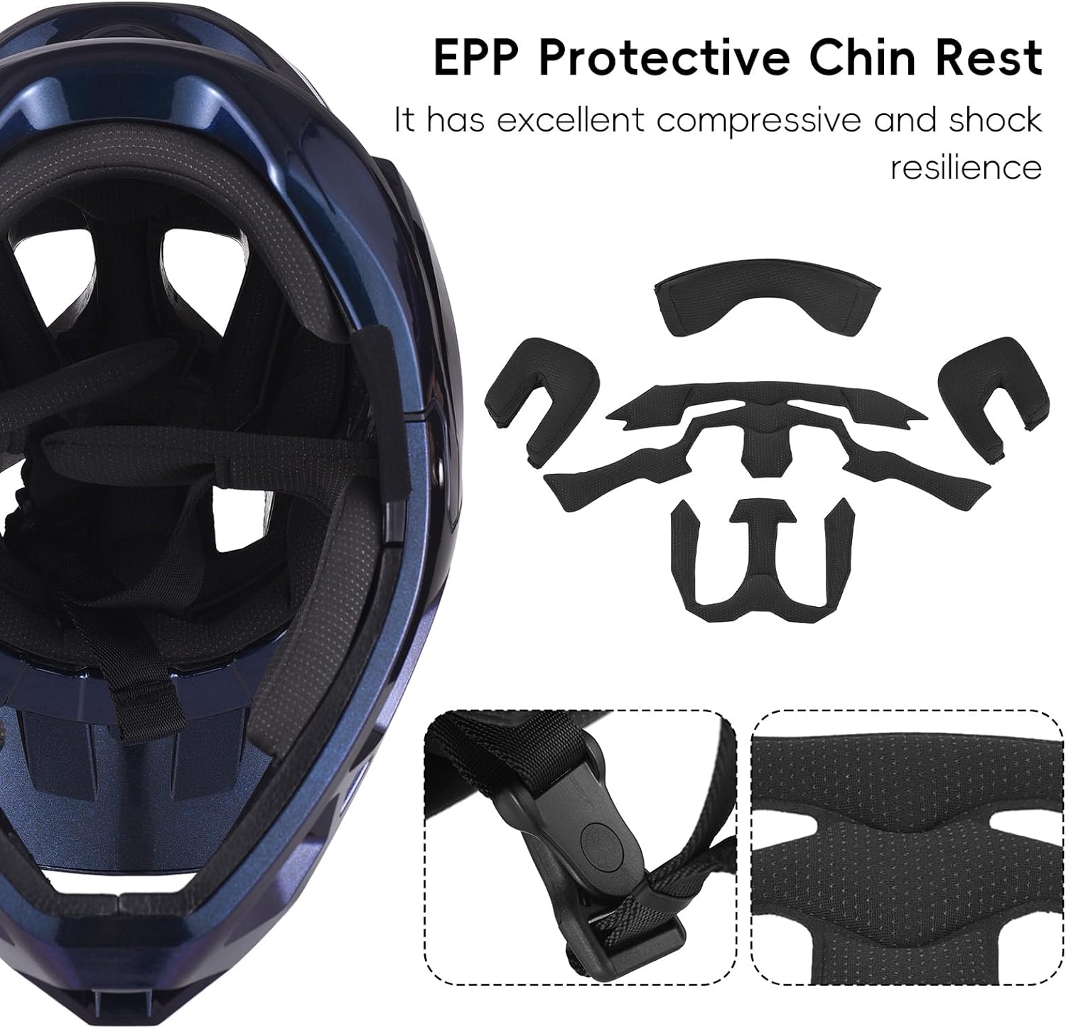 Adult Bike Helmet, Full Face Mountain Bike Helmet Adjustable Lightweight Cycling Helmets with Detachable Visor & Chin Guard, Comfort Downhill Helmets for Men Women - Image 7