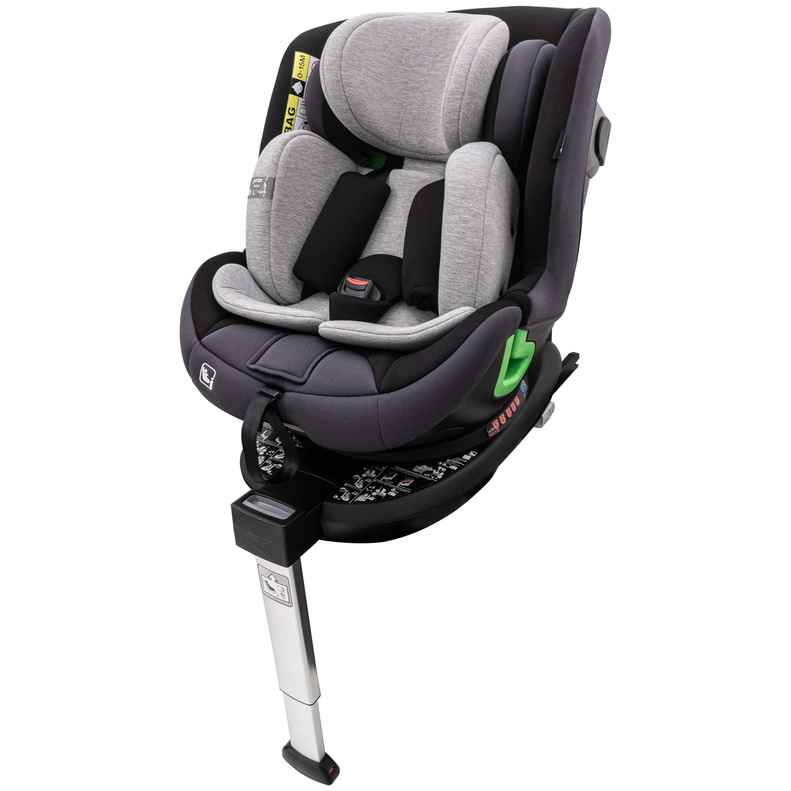 PETEX Auto Kindersitz King, i-Size, 40-135 cm, grau, 1 Stück | 360° drehbar, ISOFIX, Stützfuß, nach ECE R129, mitwachsend