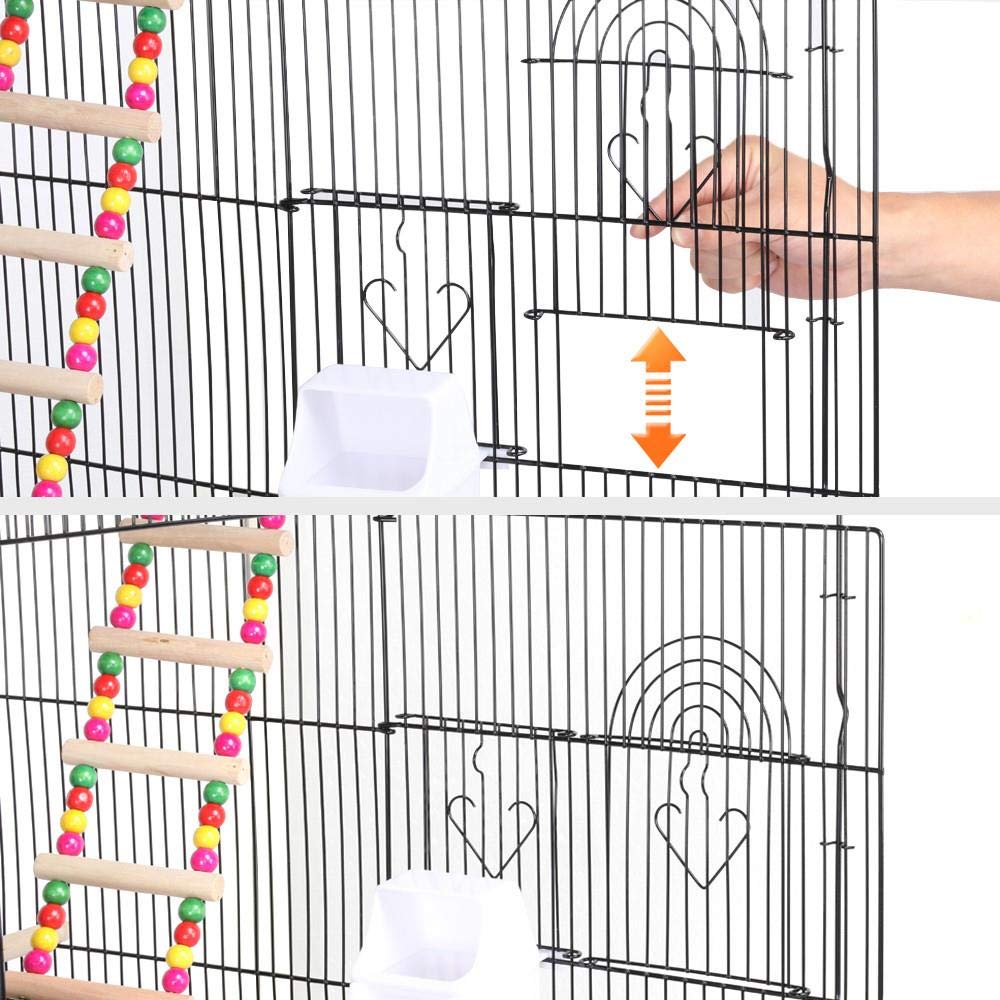 Yaheetech Jaula para Pájaros 46x35.5X 99 cm con Juguetes Asa Portátil 4 Comederos 3 Perchas Jaula de Aves Canarios Jaula para Mascota