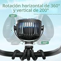 Vista 7 de Momcozy Ventilador portátil para cochecito, 8000 mAh, batería de 27 horas de duración ultra larga, desmontable de 4 velocidades de rotación de 360°