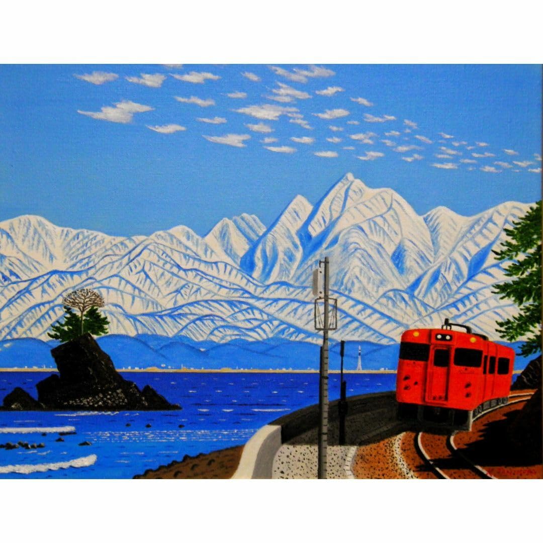 ★立山連峰と雨晴海岸・谷村一男肉筆油彩画・F6・キャンバス Amazon.co.jp: 立山連峰と雨晴海岸谷村一男肉筆油彩画F6額付