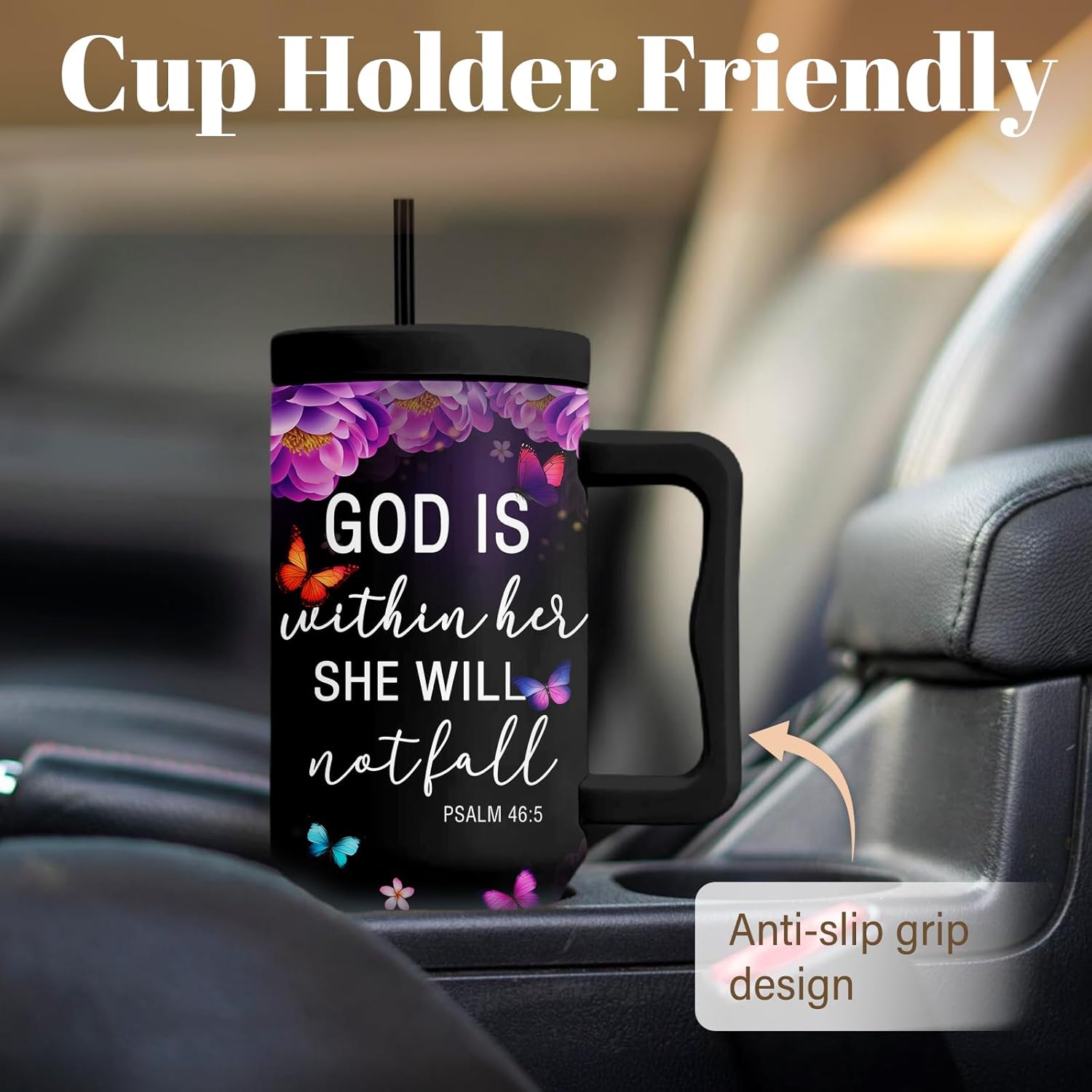 Christian Gifts For Women, Christian Tumbler 40 Oz, God Is Within Her She Will Not Fall, Christmas Inspirational Religious Cup For Women, Christmas Travel Coffee Tumbler - Image 5