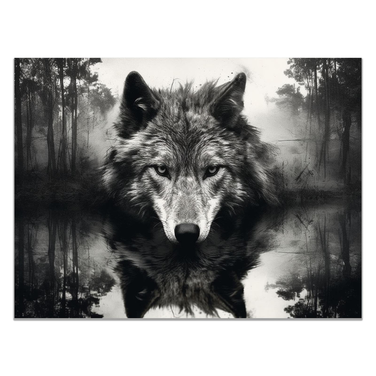 JOSUE Para los hombres Cuadros Grandes Lienzo,animales salvajes Blanco negro Cuadros Salon Comedor Dormitorio Decoracion Pared-75x115cm Sin marco