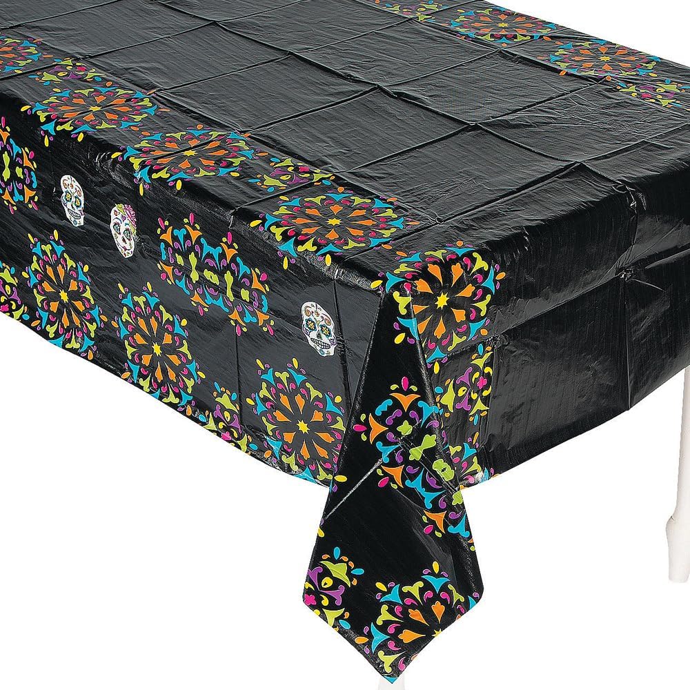 Amazon.com: Fun Express Day of the Dead Plastic Tablecloth - Dia de Los ...