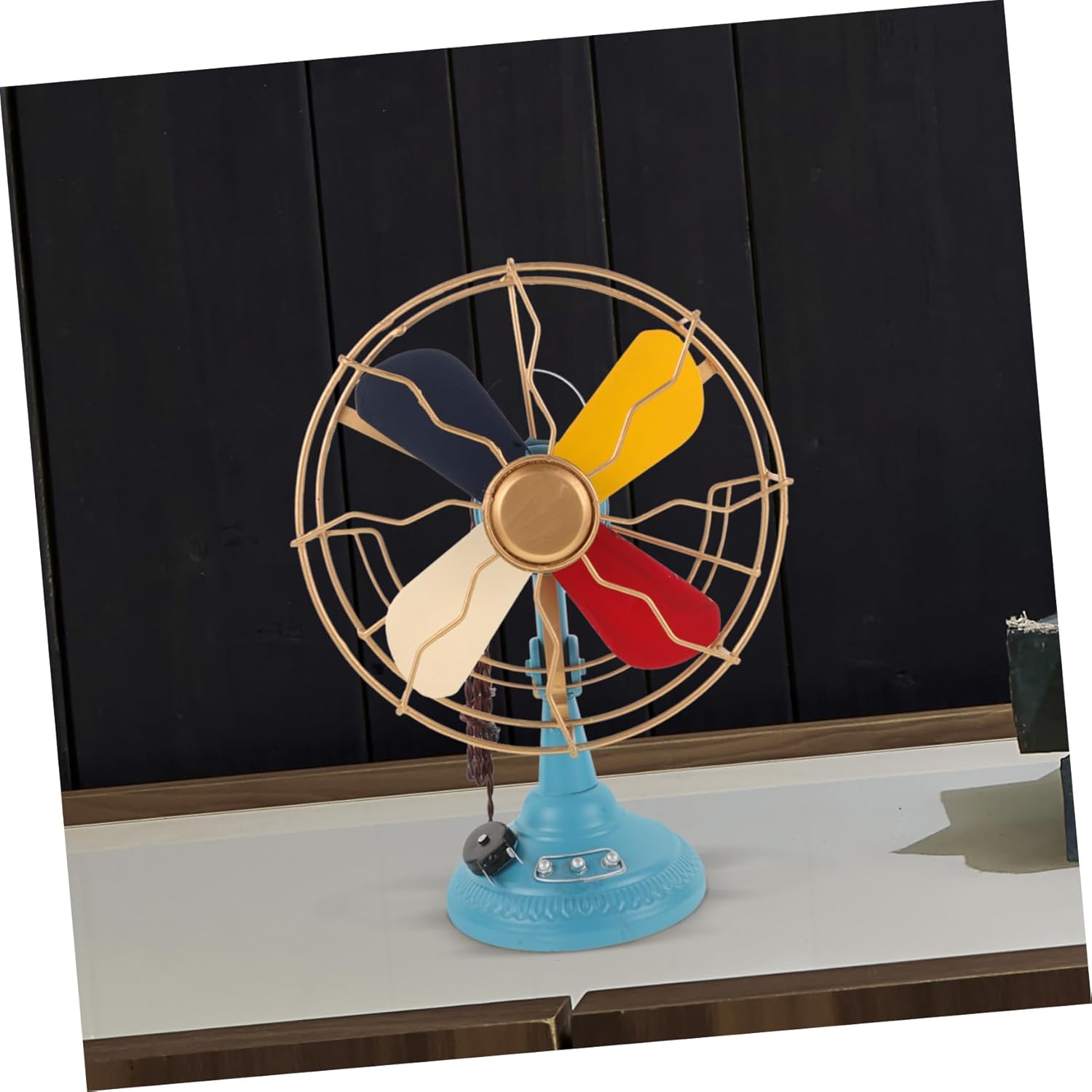 Retro Fan Model Ornament Creative Vintage Table Fan Sculpture for Home Adornment Decorative Desk Fan
