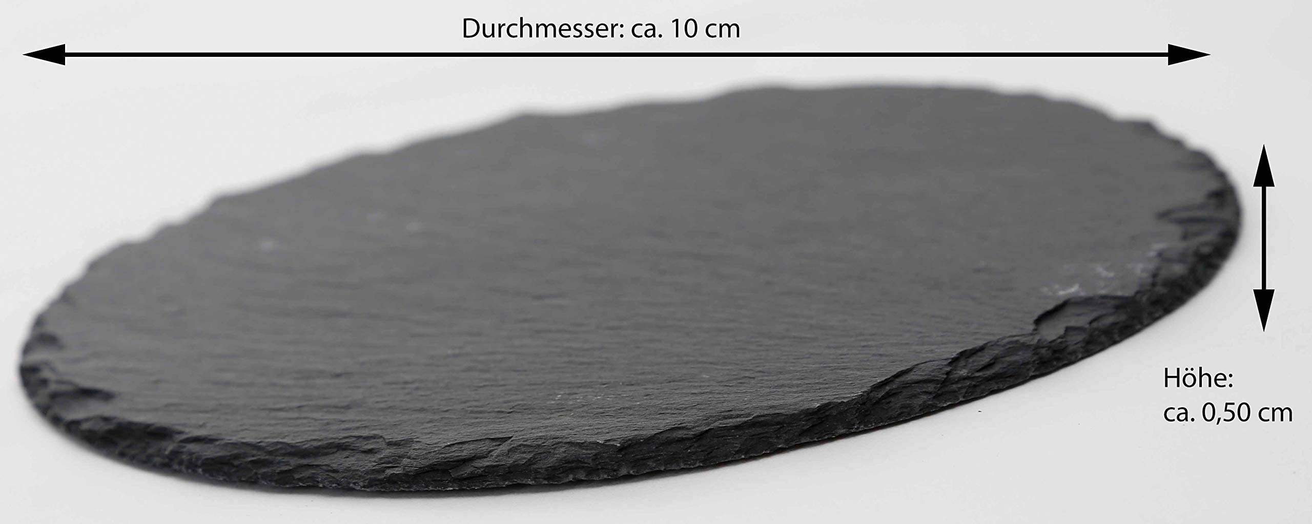 Novaliv 24x Schieferplatten 10x10 rund Sushi Servier Set Servierplatte schwarz Steinplatte rund Slate Plate Käsebrett Runde Platte