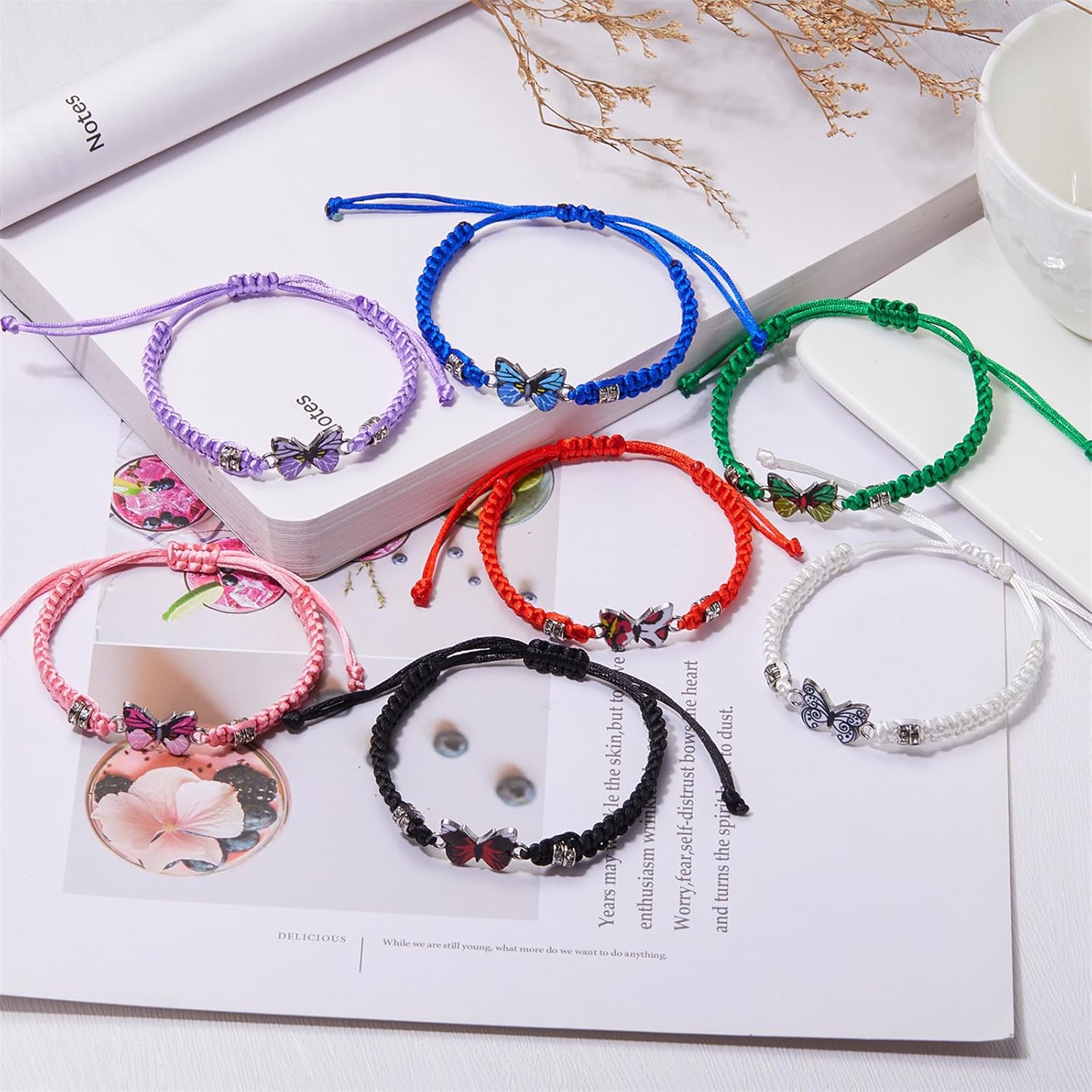 Butterfly Bracelet for Women Gifts Handmade Woven Colorful Butterfly Charm Bracelets Lucky Butterfly Friendship Matching Adjustable Bracelet Birthday Gift - Image 5