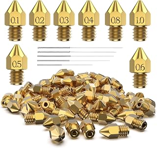 31 Stück MK8 3D Drucker Düsen Extruder für Ender 3, 0.4mm 0.1 0.2 0.3 0.5 0.6 0.8 1.0mm Düsen mit Reinigungsset für Ender 3 V2/Pro (1.75mm Filament)