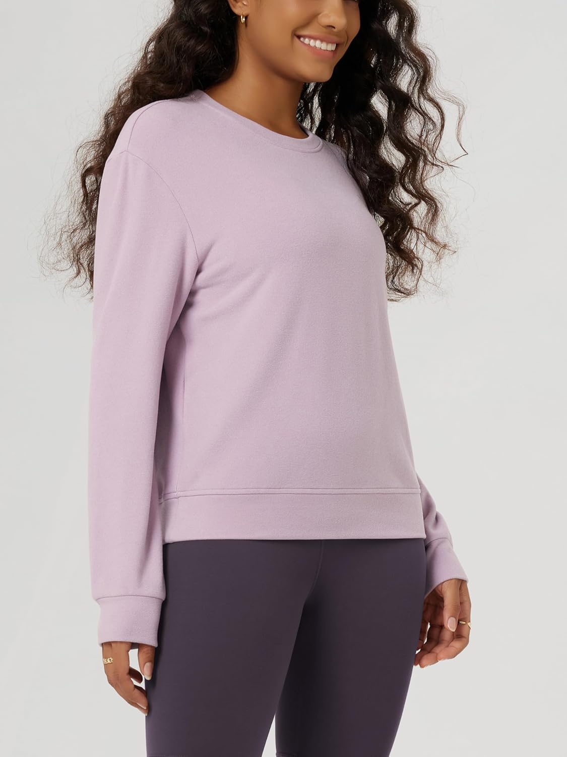 ODODOS Women's Stretch Fleece Long Sleeve Sweatshirts – Ultra-Soft Cozy Warm Crewneck Pullover Tops - Image 3