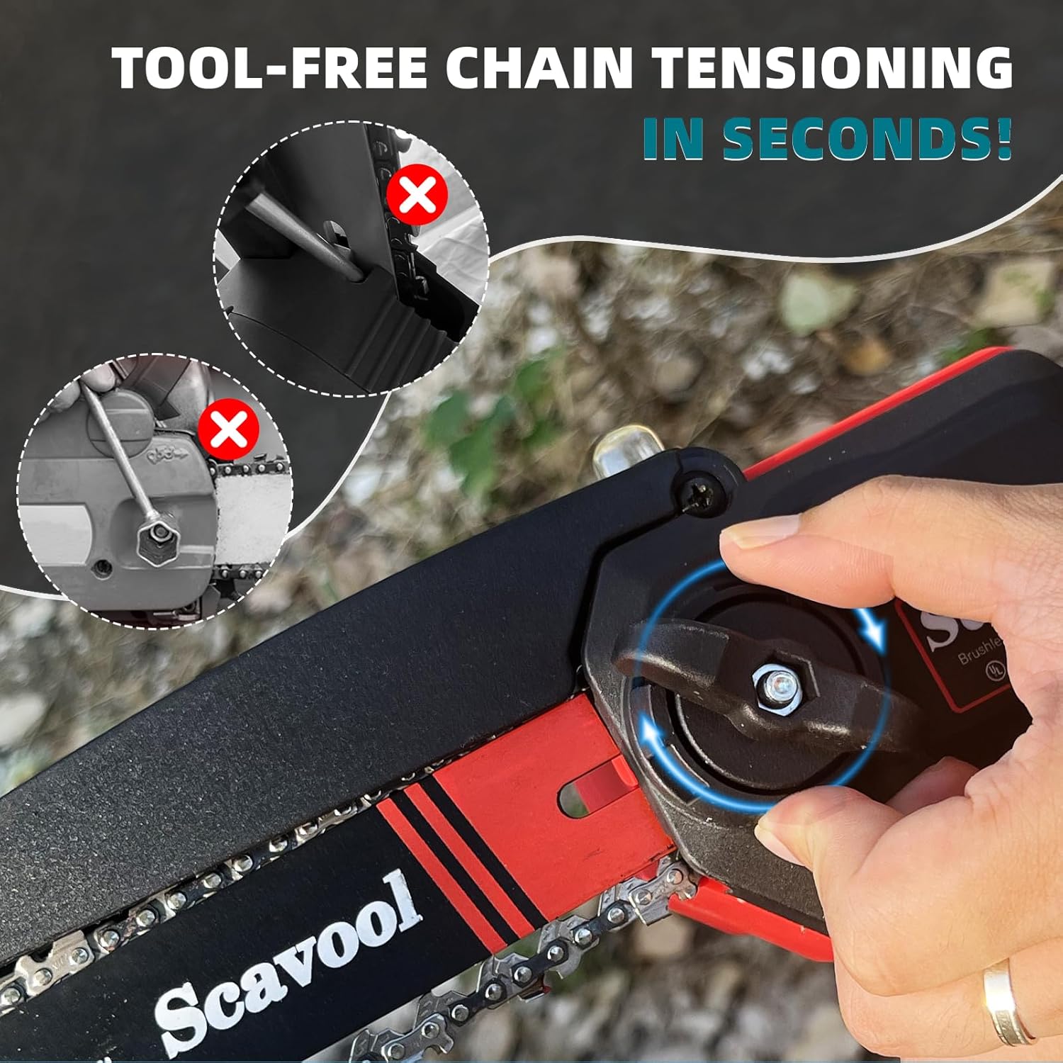 Mini Chainsaw, 6inch & 8inch Battery Powered Cordless Small Chainsaw, Upgrade Brushless Motor, with 2 * 4.0Ah Batteries Longer Runtime,Tool-Free Tensioner Easy Operate for Wood Cutting, Tree Trimming