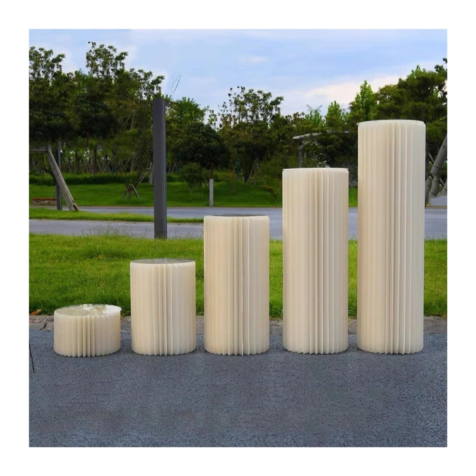 YTBHSHXZ plinth， Wedding Centerpieces Display, Cylinder Flower Stand Paper Roman Pillar(Beige,A)