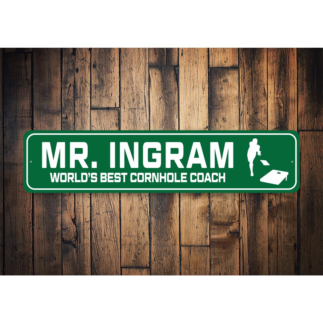 Custom World's Best Cornhole Coach Sign - 3 x 13