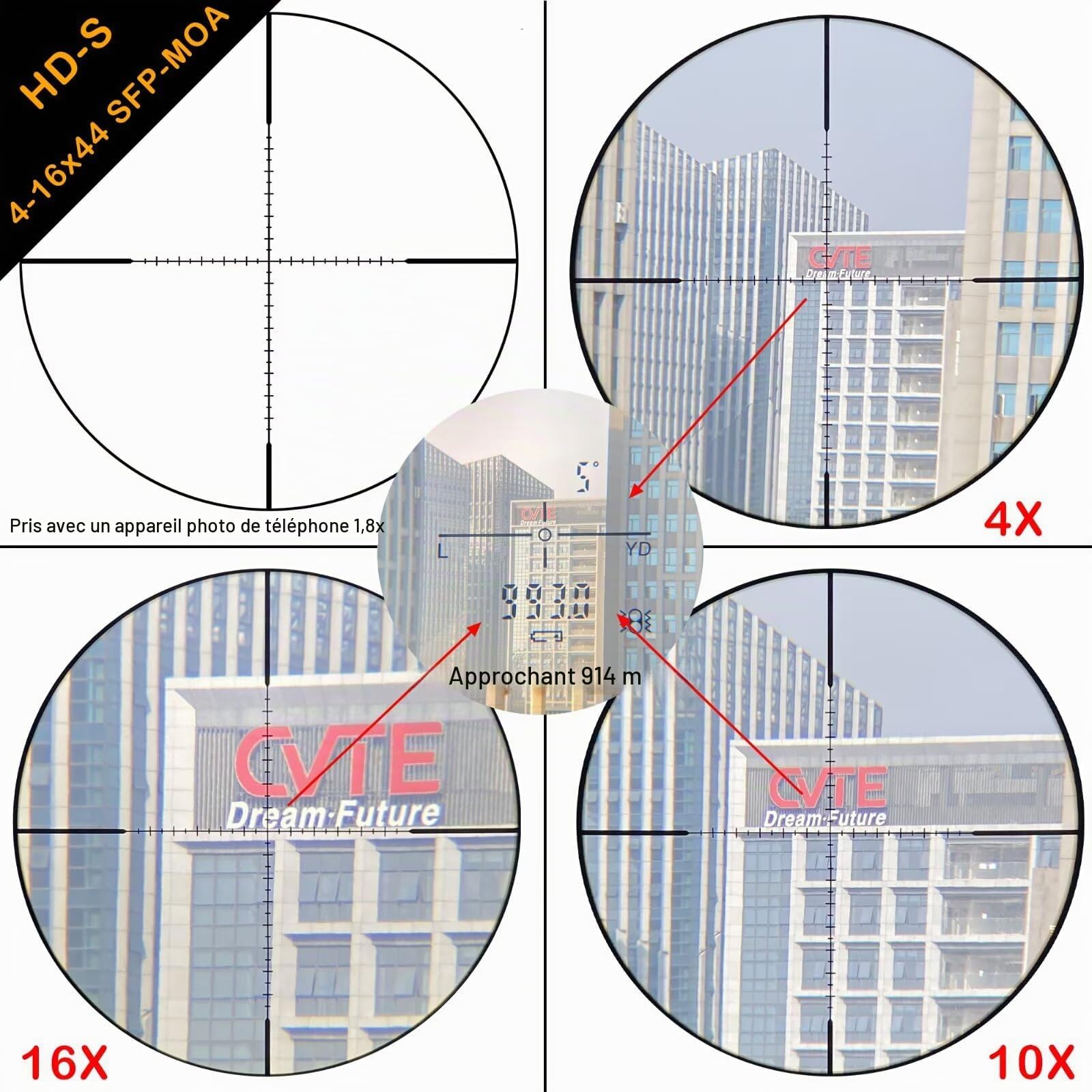 Lunettes de Visée WestHunter HD-S 4-16x44 SF, Lunettes de Tir à la Précision Tactique de Deuxième Plan Focal, 30 mm, Réticule de 1/10 MIL