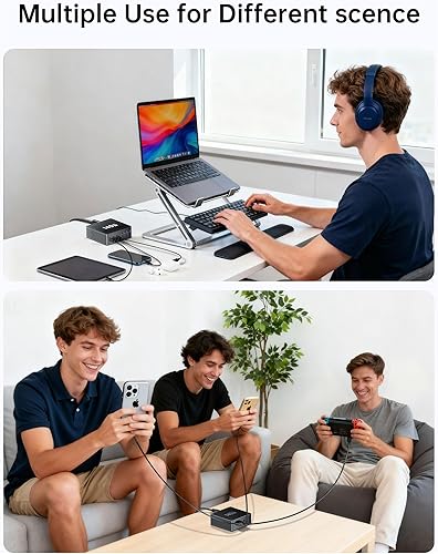 Miniatura 9 de Estación de carga USB C, estación de carga rápida GaN III de 7 puertos de 140 W, estación de carga USB PD 3.0 para múltiples dispositivos,