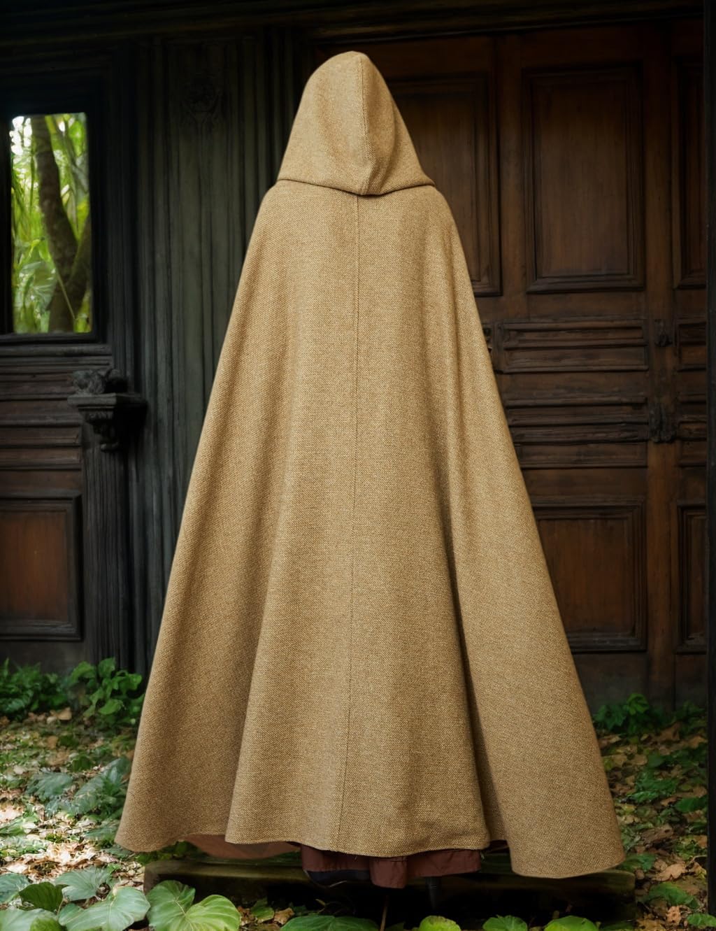 BEAUTELICATE Mittelalter Umhang mit Kapuze Damen Herren Retro Unisex Wollmischung Umhang Cape Lange für Hobbit Kostüm Larp Kleidung Wikinger Halloween Karneval Cosplay Kostüm