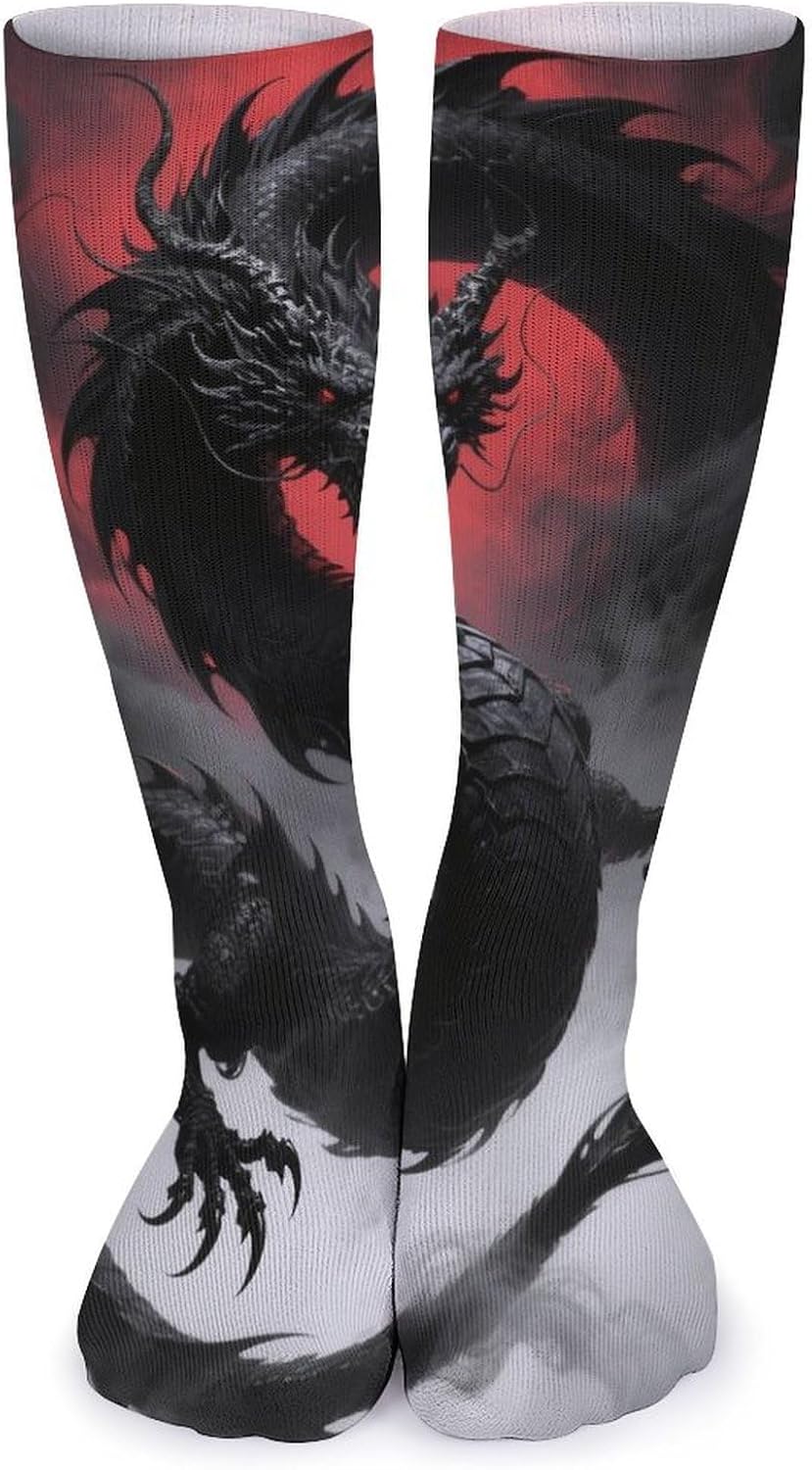 5 Pairs Knee High Socks Dragon Long Tube Boot Seamless Toe