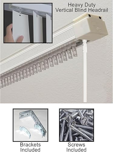 Miniatura 2 de Riel de cabeza de repuesto para persianas verticales hechas a medida a tu tamaño, apilamiento y tipo de control, completo con soportes y herrajes