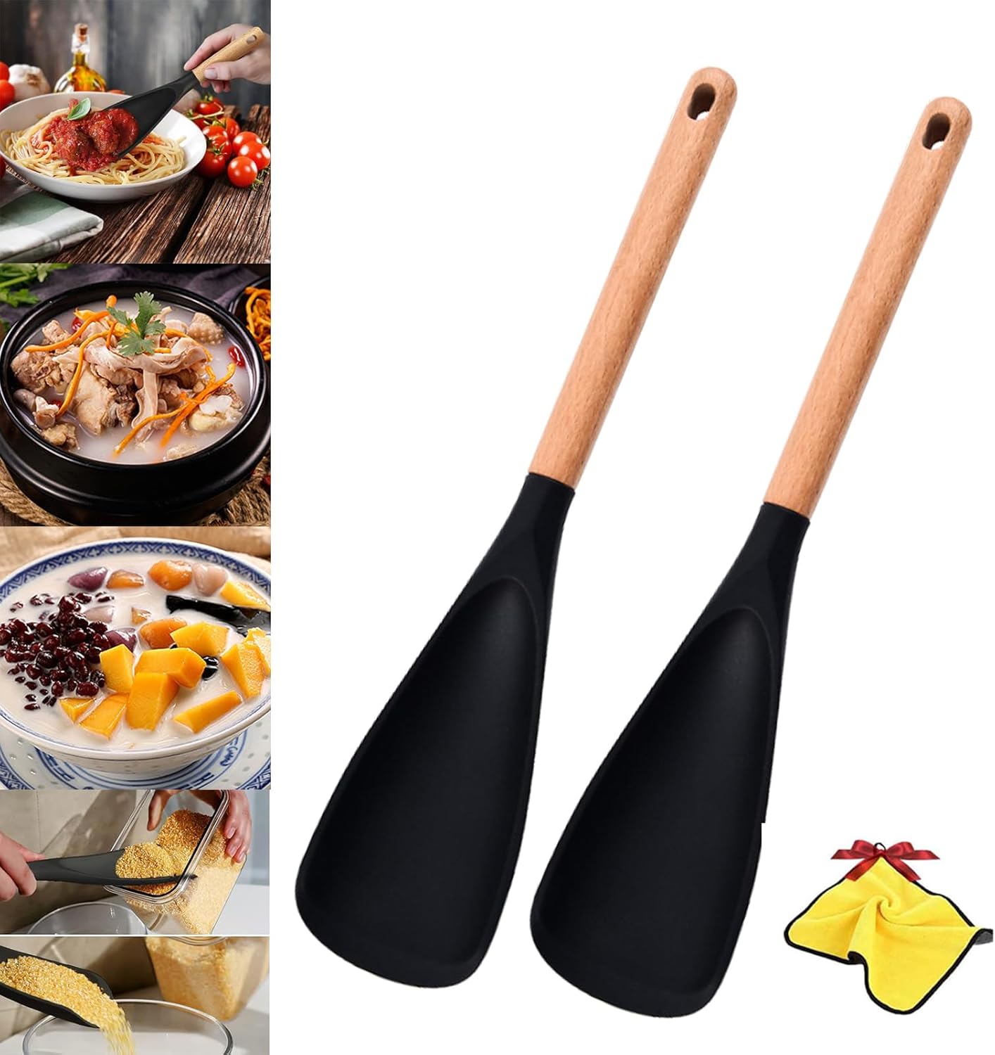 Pickelect Multi-function Spoon, Sufficientlg Multifunction Spoon, 2pcs Multifunction Spatula Cooking Spoons, for Nonstick Cookwares, Silicone Cooking Utensils for Kitchen (2pcs-L) Pickelect Multi-function Spoon, Sufficientlg Multifunction Spoon, 2pcs Multifunction Spatula Cooking Spoons, for Nonstick Cookwares, Silicone Cooking Utensils for Kitchen (2pcs-L)