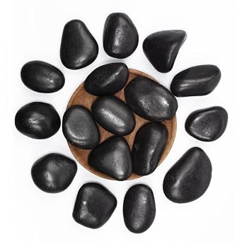 10 lbs Black River Rocks - Large Polished Black Pebbles for Plants & Garden Decorative Stones,2-3" Polished Pebbles for Landscaping, Fish Tanks, Flower Pots, Water Fountains