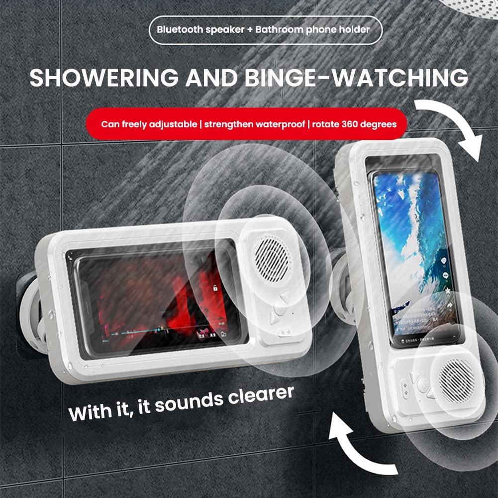 Lisher Touchscreen, Anti-Beschlag, wasserdicht, an der Wand befestigt, mit Bluetooth-Lautsprecher, Wandhalterung, für Dusche, Badezimmer