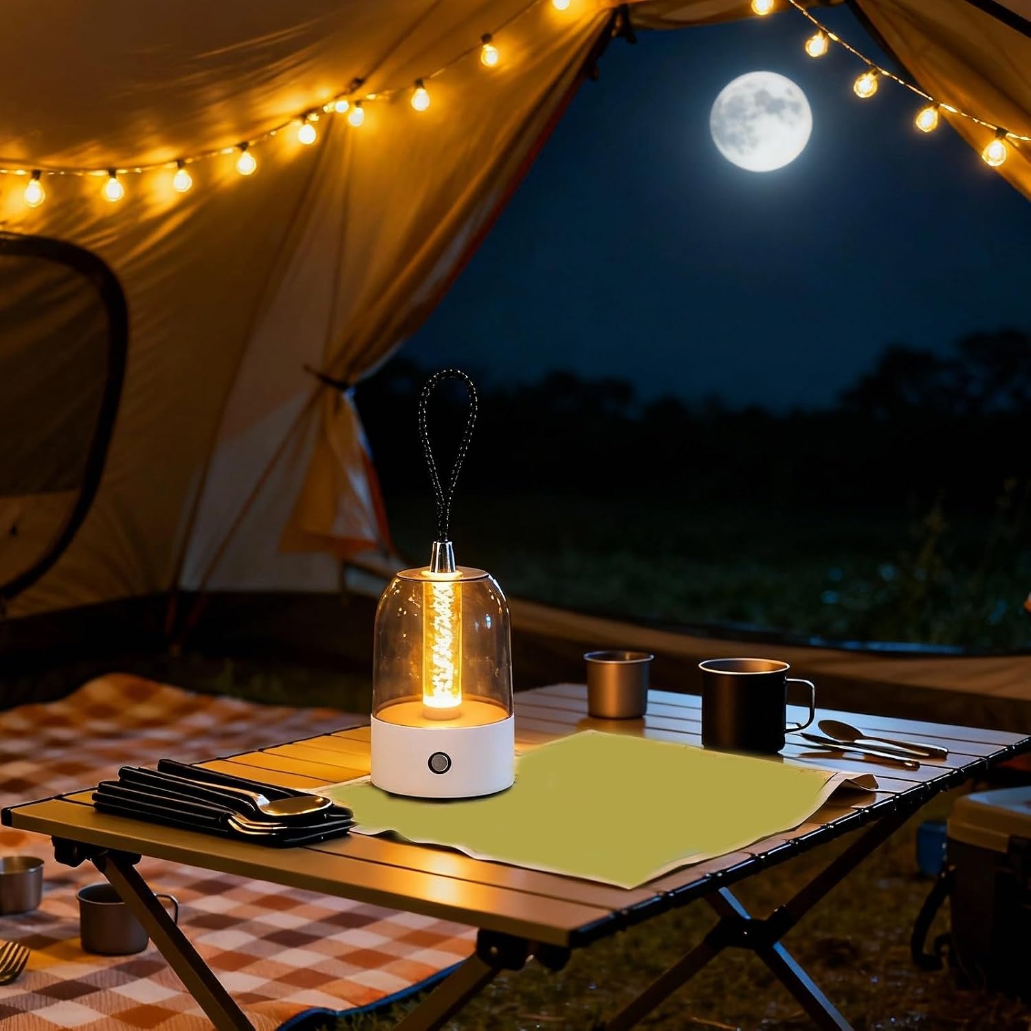 LED Camping Tables Lamp with 3 Adjustable Color Temperatures Touch Night Lamp for Outdoor Tents and Desks for Restaurant Bedroom Indoor Lighting Outdoor Night Light