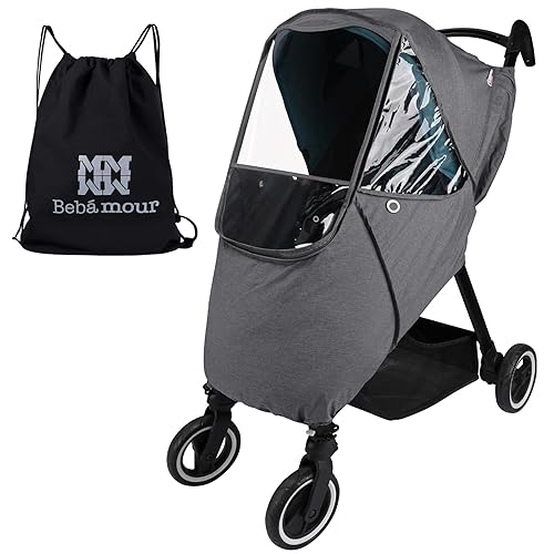 Miniatura 11 de Bebamour Funda de lluvia para cochecito, accesorio universal para cochecito, impermeable, protección contra el viento, protege del polvo y la nieve,