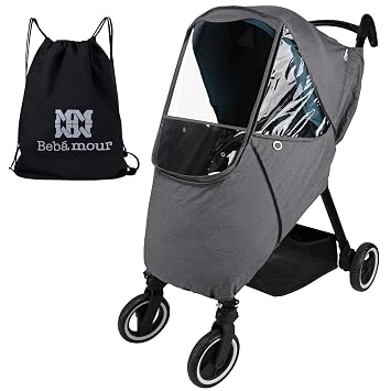 Bebamour Stroller Rain Cover,Universal Stroller Accessory,Waterproof,Windproof Protection,Baby Travel Weather Shield Light Grey