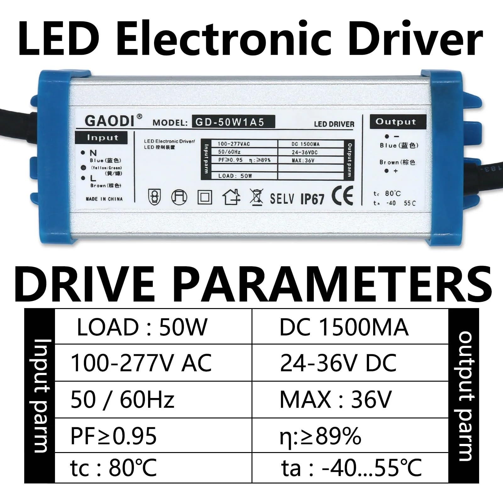 Wodoodporne oświetlenie AC 220 V do DC 24-36 V 50 W 100 W sterownik LED z przełączaniem prądu stałego 1500 mA 3000 mA zasilacz (100 W 3000 mA)