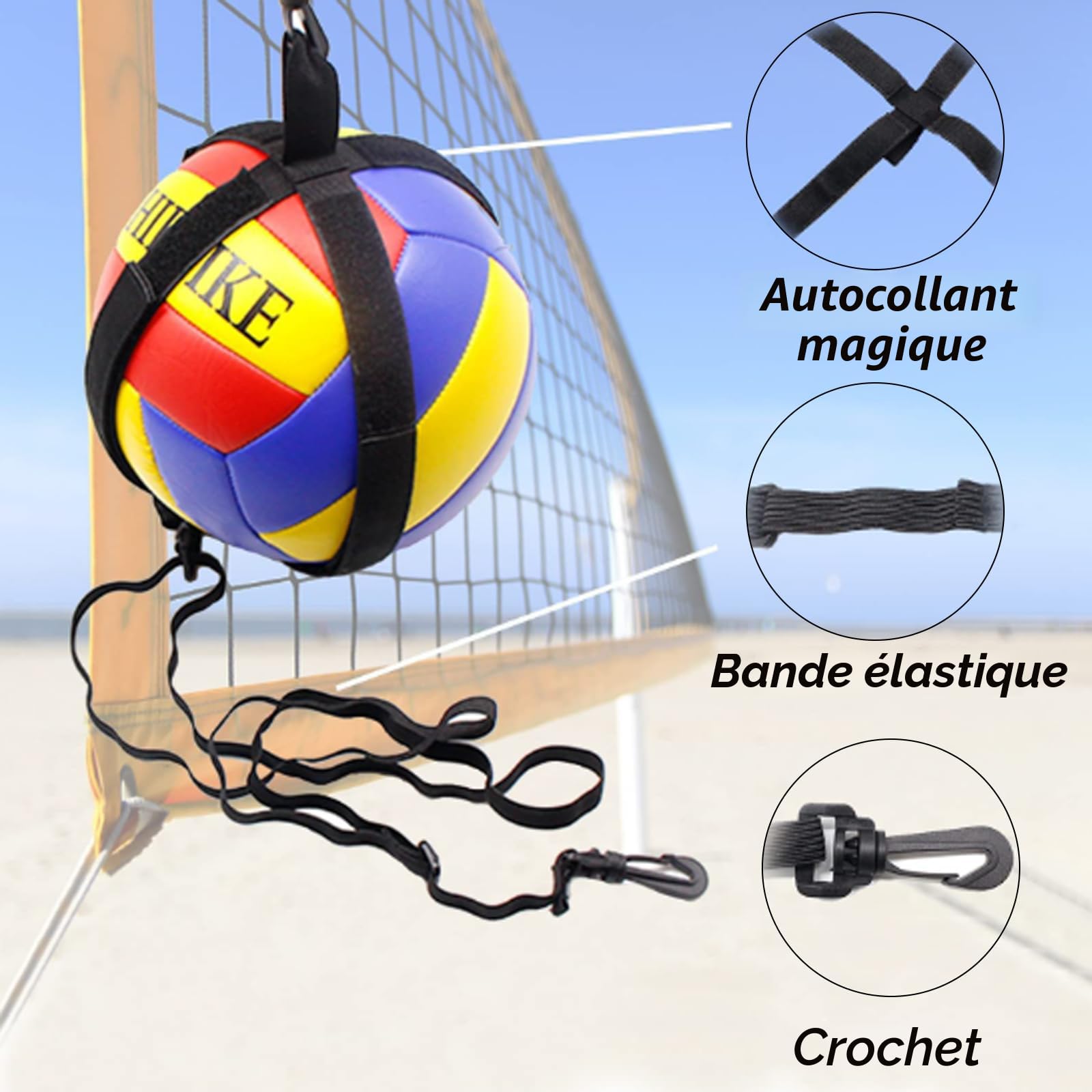 Brantmaker Équipement D’Entraînement Volley-ball – Système Frappe, Orientation, Papillon – Avec Sac, Élastique Réglable, Néoprène – Débutant à Pro