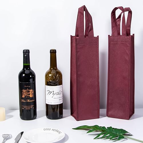 Miniatura 7 de 20 bolsas de vino reutilizables, bolsas de regalo de vino de 4 x 3.5 x 13.8 pulgadas, bolsas de vino de tela no tejida para botellas de vino, bolsas