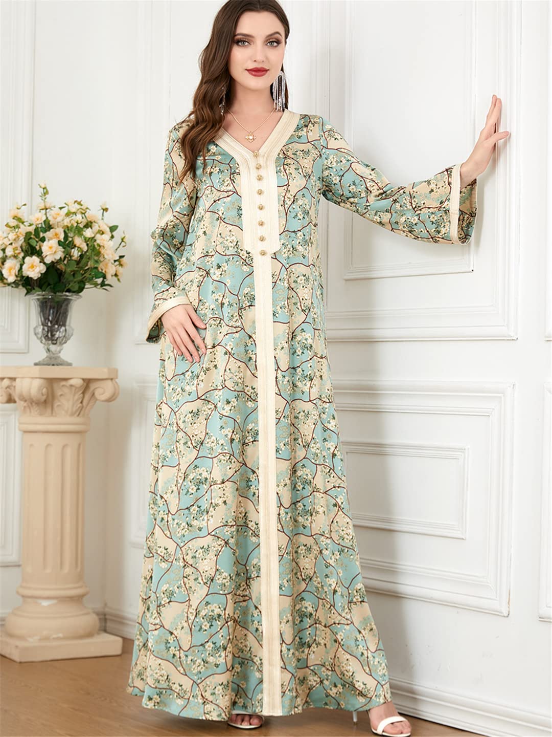 Wickelkleid Sommer Frauen - Islamische Abaya Kaftan Langarm