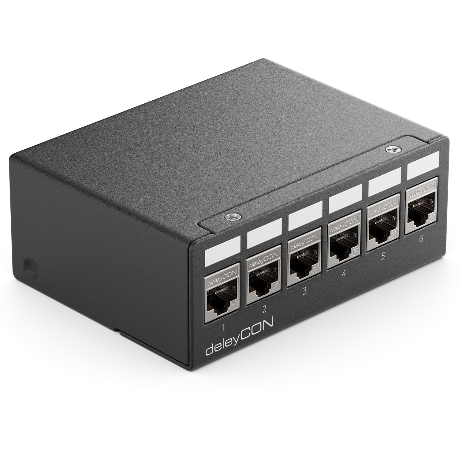 deleyCON 6 Porte CAT7 Set di Pannelli Patch con 6x CAT.7 RJ45 Modulo Jack Keystone STP 10 Gbit/s - Compatibile con Cavo di Installazione CAT6 CAT6a CAT7 CAT8 Cavo di Rete Ethernet LAN DSL - Nero