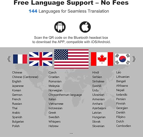 Miniatura 8 de Auriculares Inalámbricos de Traducción de Idiomas con IA, Traductor de Auriculares 3 en 1 en Tiempo Real, 144 Idiomas y Acentos con Pantalla Táctil