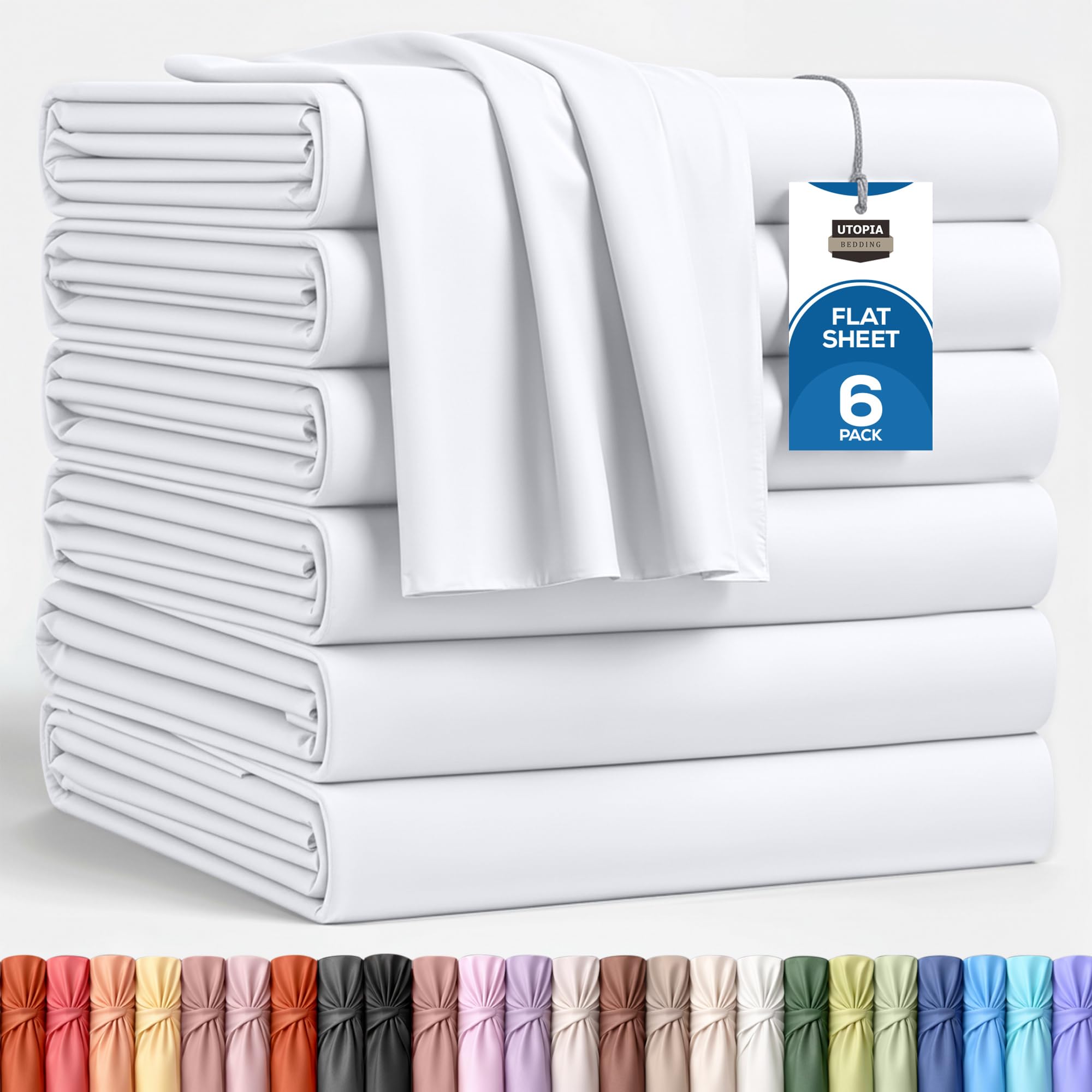 Utopia Bedding - Flat Sheet Double - Easy Care Soft Brushed Polyester - Microfiber Fabric - Wrinkle, Shrinkage, and Fade Resistant - White — view 14
