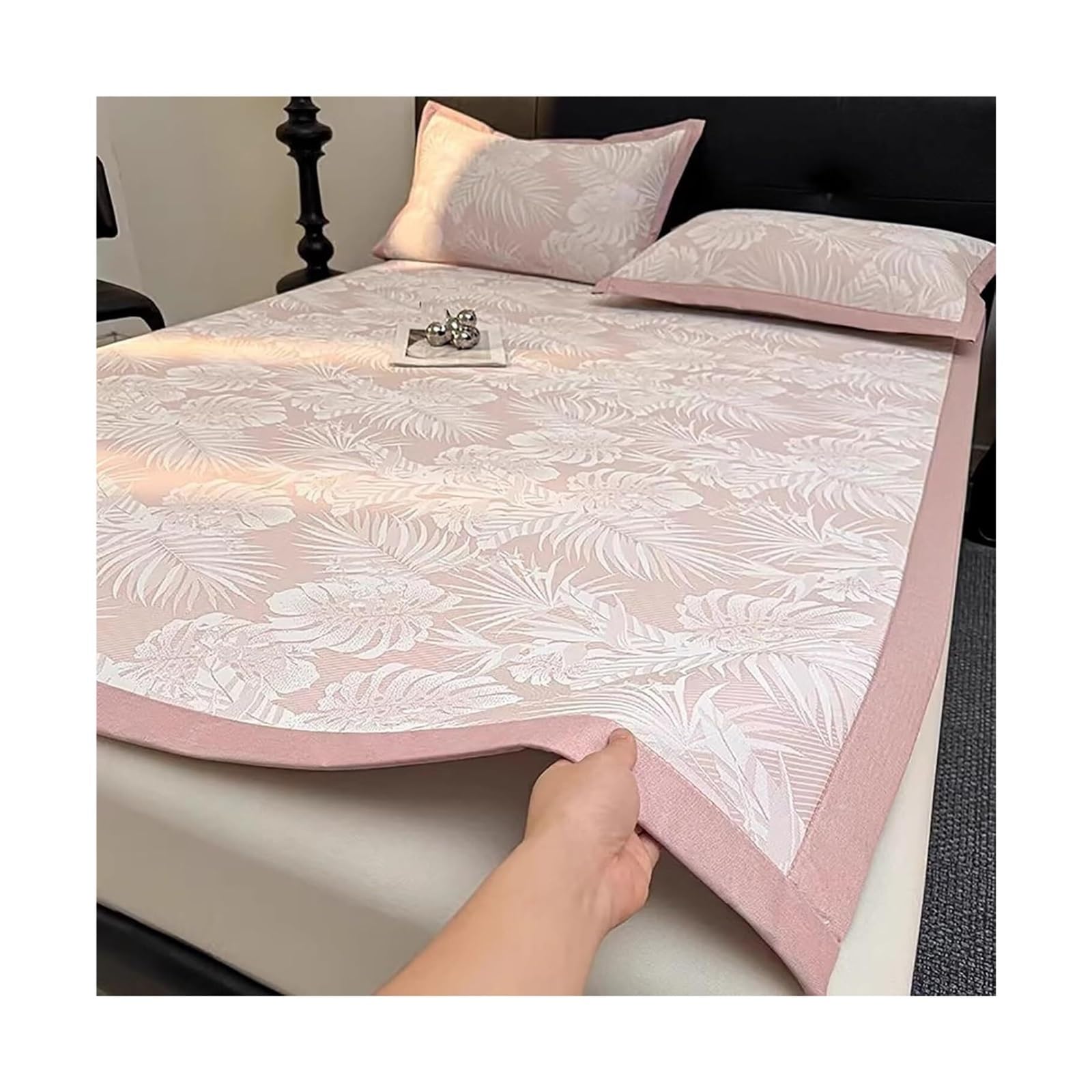 Esterilla plegable de seda de hielo rosa de 120x200 cm con fundas de almohada