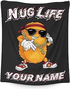 Mercuryelf Custom Chicken Nugget Blanket - Soft, Fuzzy & Warm - 60x80 Inches Flannel Throw Blankets for Bed, Couch - Black Funny Throws Gift for Men, Women