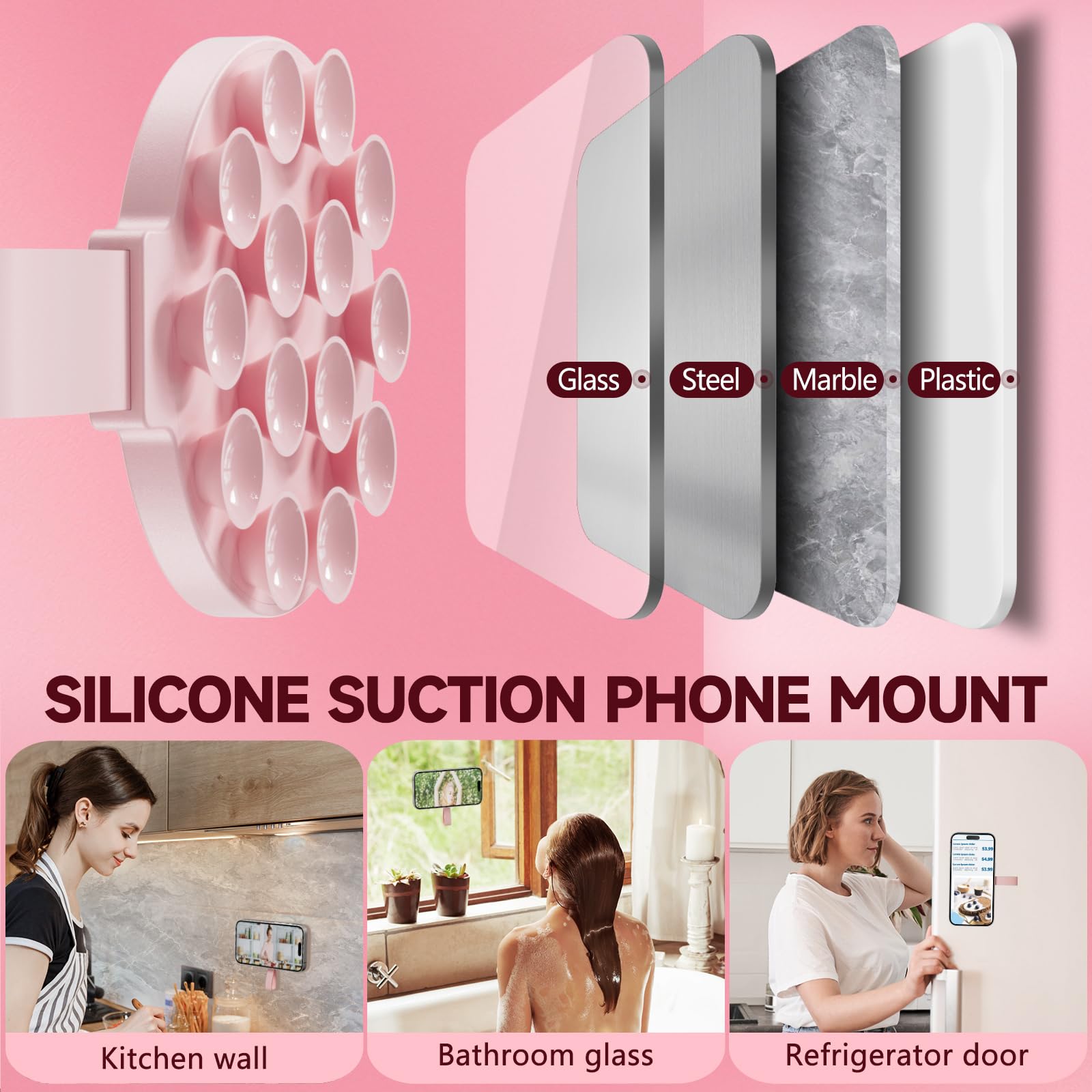 Magnetic Suction Phone Mount For MagSafe Case,Silicone Octo Cup