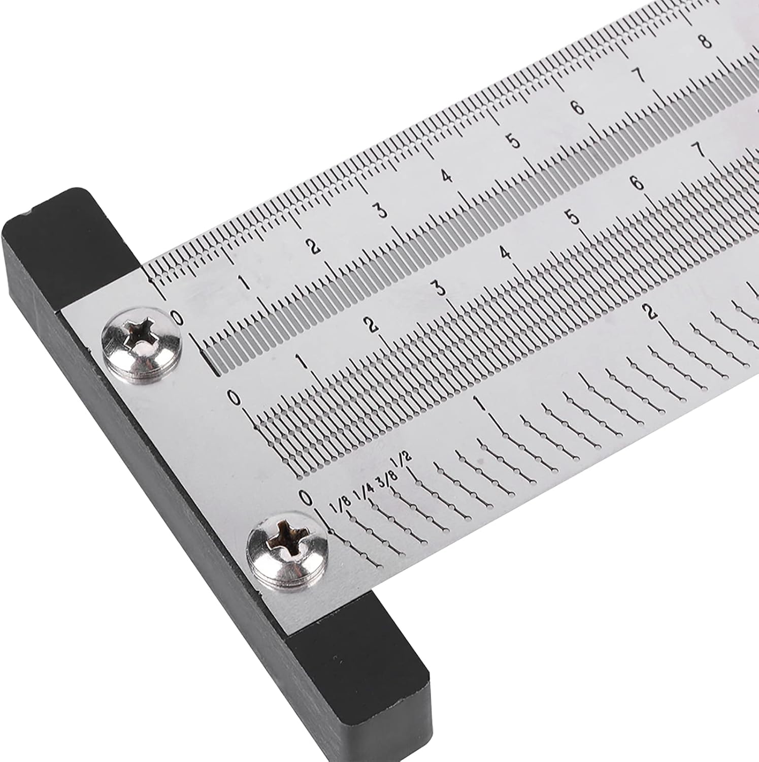 Ultra Precision Marking T-Rule Hole Ruler Stainless Scribing Mark Carpenter Line Carpenter Measuring Tool(16 inches)