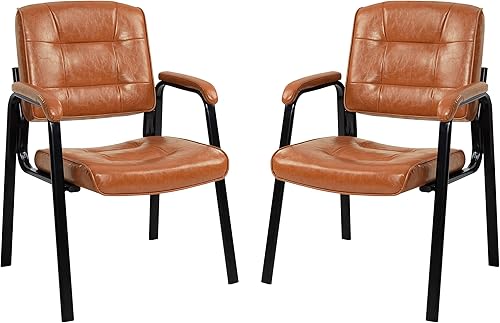 Miniatura 10 de Naomi Home Juego de 2 sillas de sala de espera, sala de espera ejecutiva de cuero resistente, sillas de recepción de vestíbulo con reposabrazos