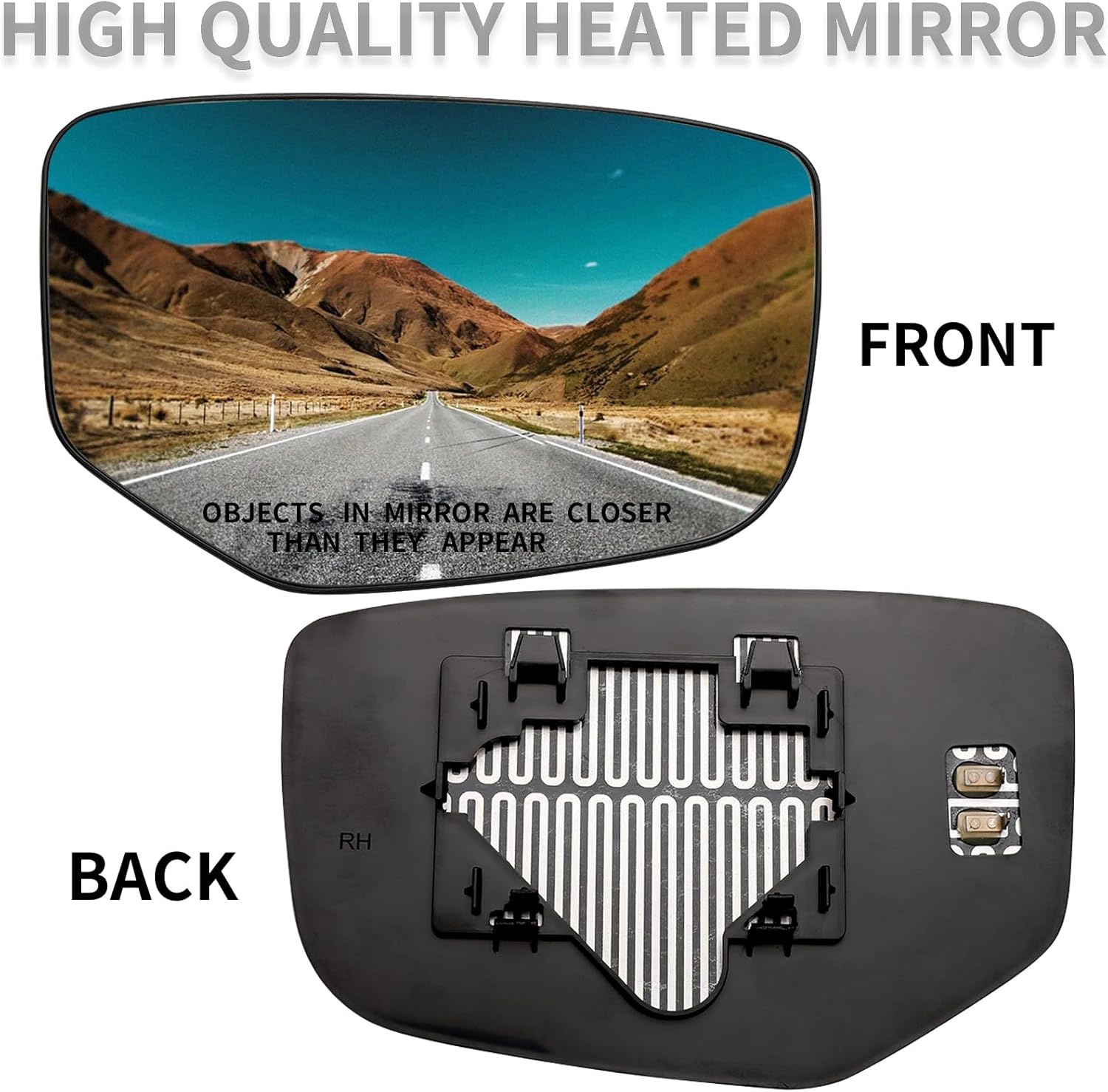 Passenger Side Mirror Replacement for Honda Accord 2008 2009 2010 2011 2012 - Right Side Mirror Glass, Rear View Mirrors Glass with Power Heated