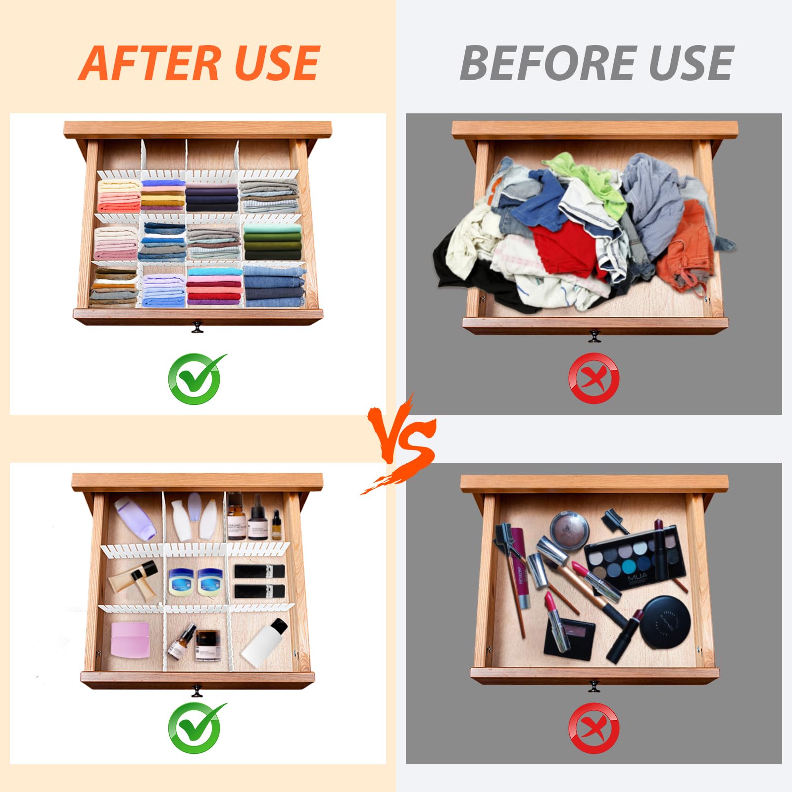 Divisori Per Cassetti Regolabili - 16 Pezzi Organizer Per Biancheria, Calze E Gioielli - Foto 4