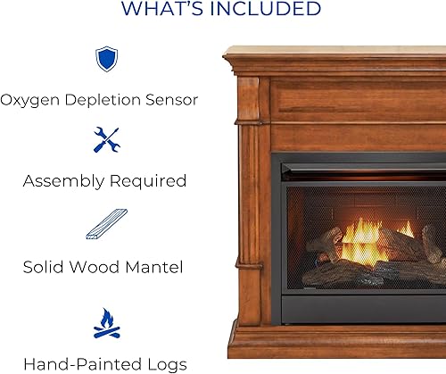 Miniatura 15 de Duluth Forge Sistema de chimenea de gas sin ventilación de combustible dual con chimenea, control remoto, 5 troncos de fuego, uso con gas natural