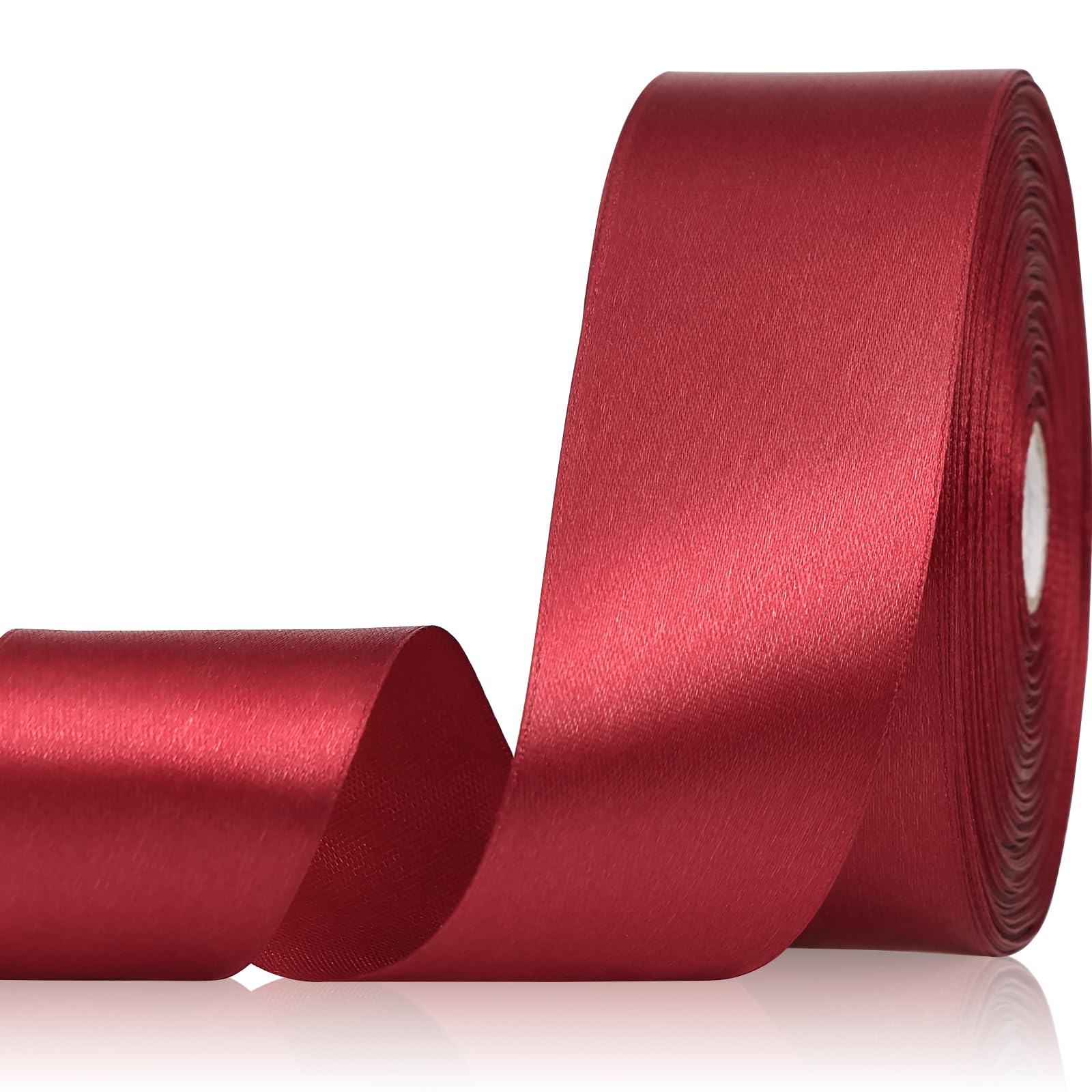 Sagaat Wine Red Ribbon 1-1/2 Inch 50 Yards, Solid Satin Ribbon for Flower Bouquet, Crafts, Gift Wrapping, Bridal Invitations, Hair, Festival and Party