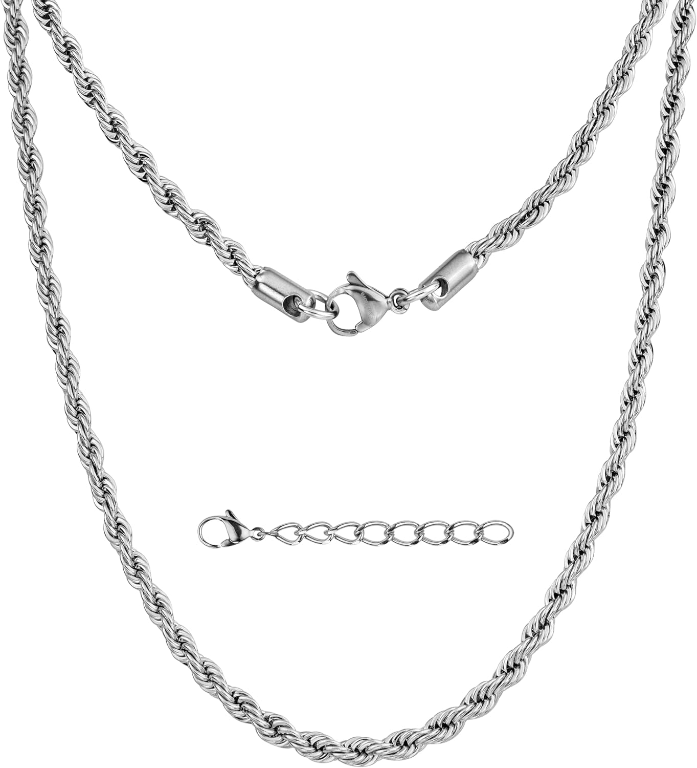 Silvadore Silver Chain for Mens Necklace (Ball/Rope/Cable/Cuban Link) - 925 Silver Plated Stainless Steel Dogtag Chains - Thin, Non-Tarnish & Waterproof Sterling Jewelry - GIFT-READY (18 to 36 inch)
