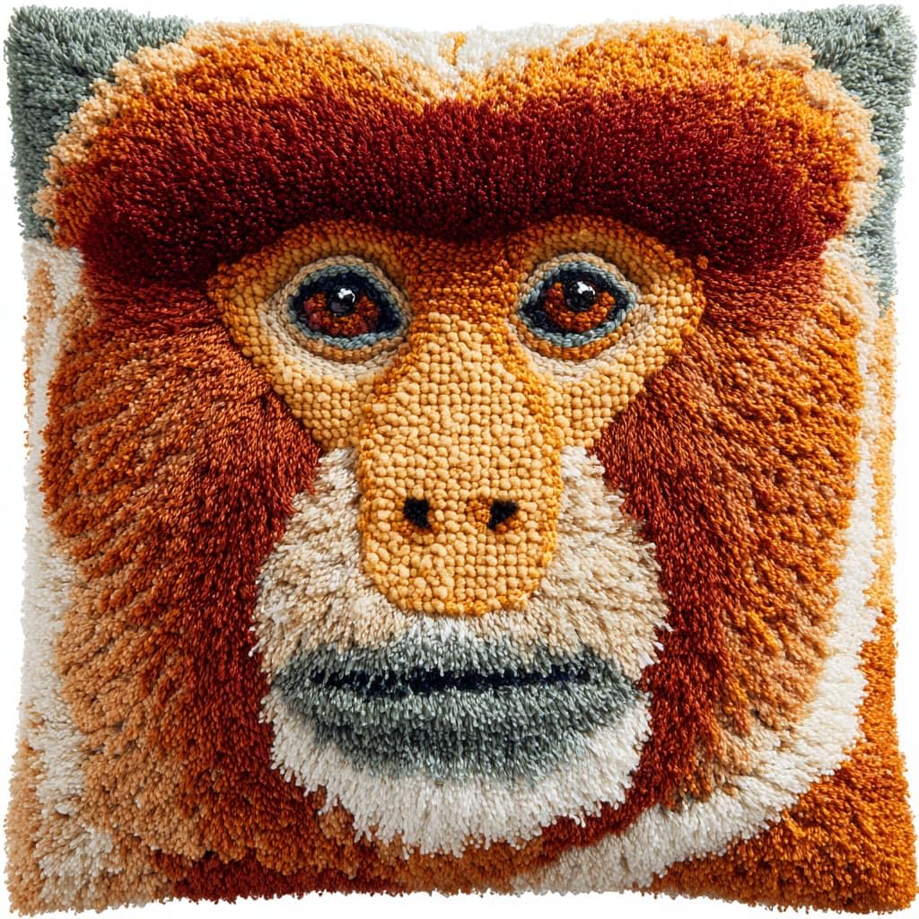 WallustrioaW Latch Hook Kits Pillow,Animals Monkey