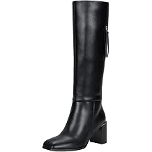 Vepose Knee High Boots Women, Chunky Square Toe Tall Fashion Stacked Low Heel Boots with Inside Zipper