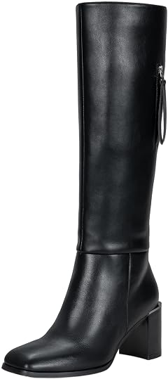 Vepose Knee High Boots Women Chunky Square Toe Tall Fashion Low Heel Boots with Inside Zipper and Wallet