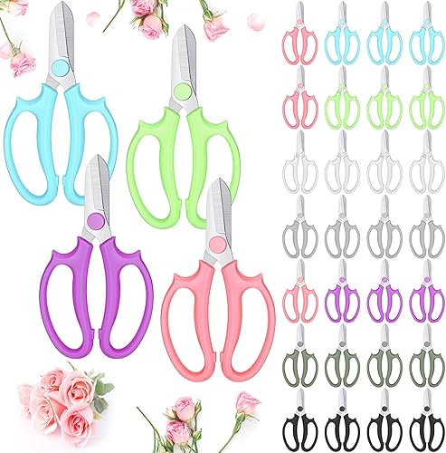 Tijeras de flores de jardín, tijeras de podar de jardín con asas cómodas para arreglos florales, recolección de frutas, recorte, florería, hogar (32